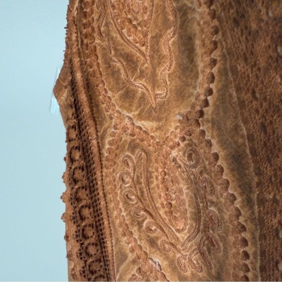 Inca Cotton Women’s Sleeveless Embossed Fringe Boho Gypsy Open Front Cardigan - Picture 5 of 9